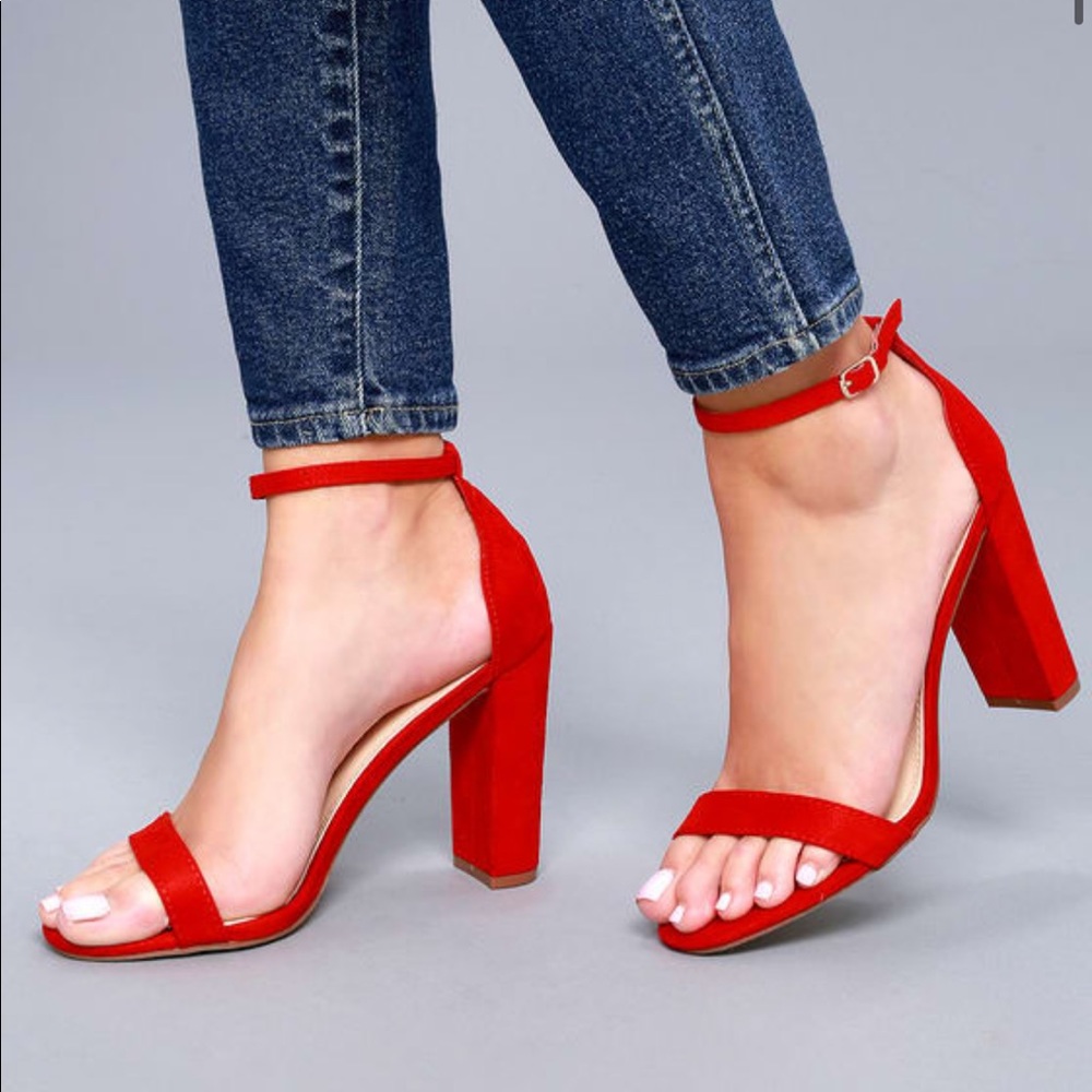 Lulu Red Suede Heels